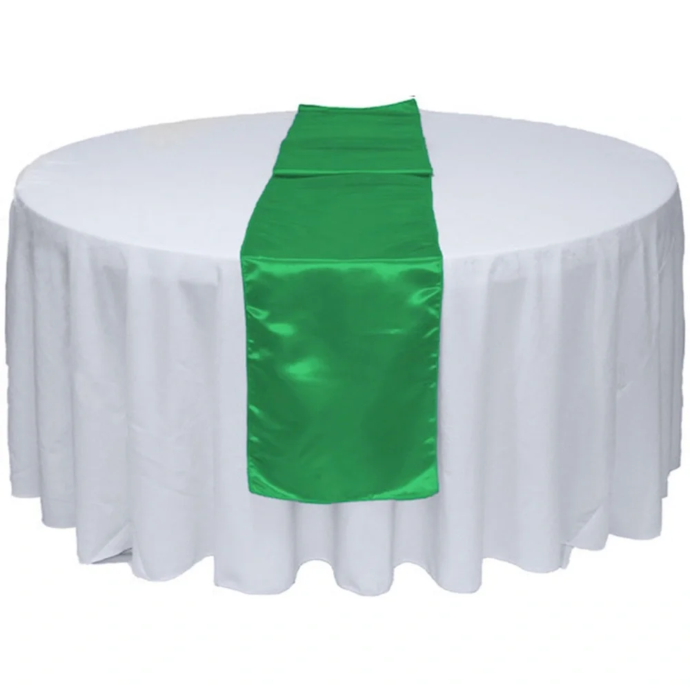 Lot of 5 Green Satin Table Runners – 12” x 108”